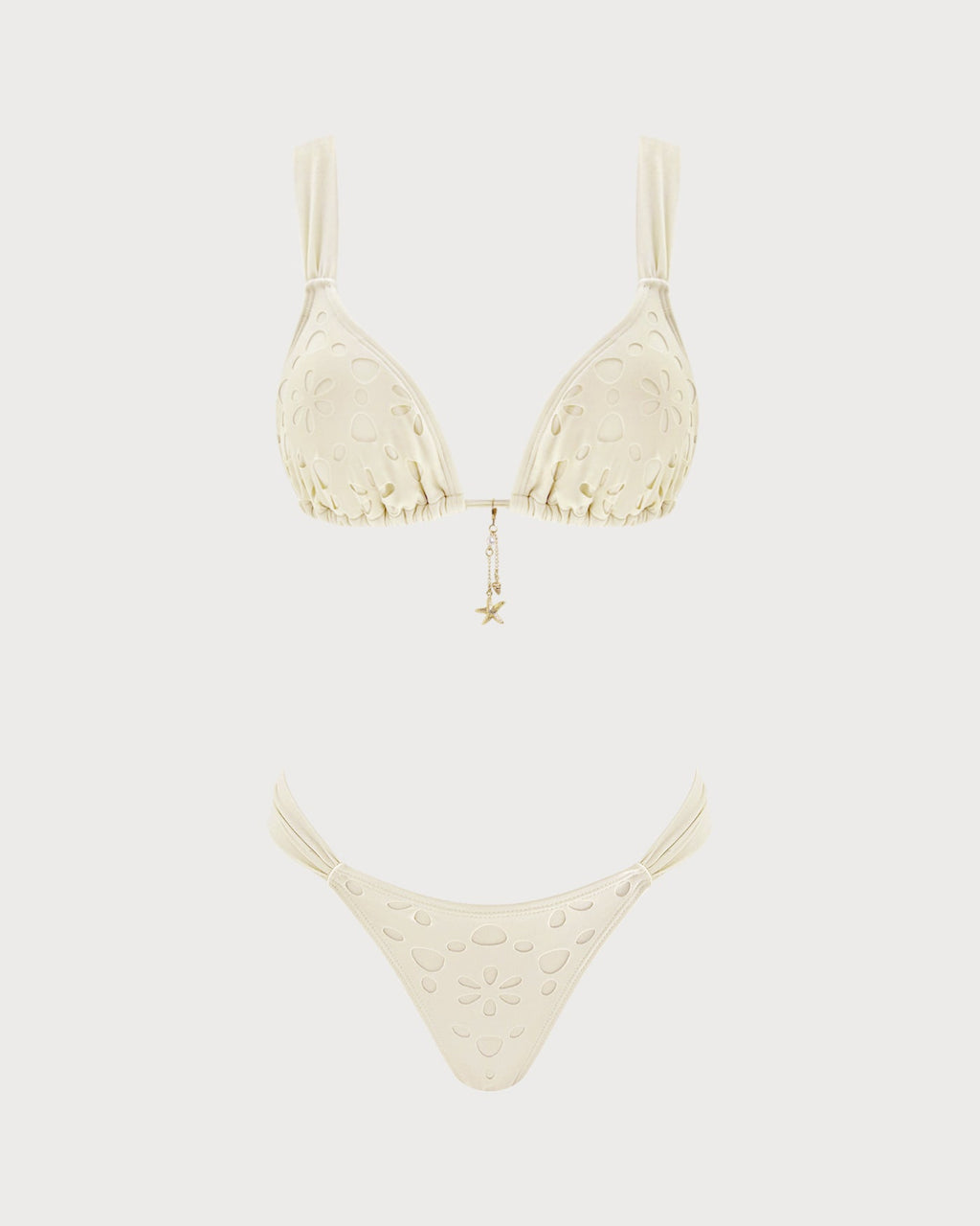Off-White Triangle Bikini Set with Drawstring