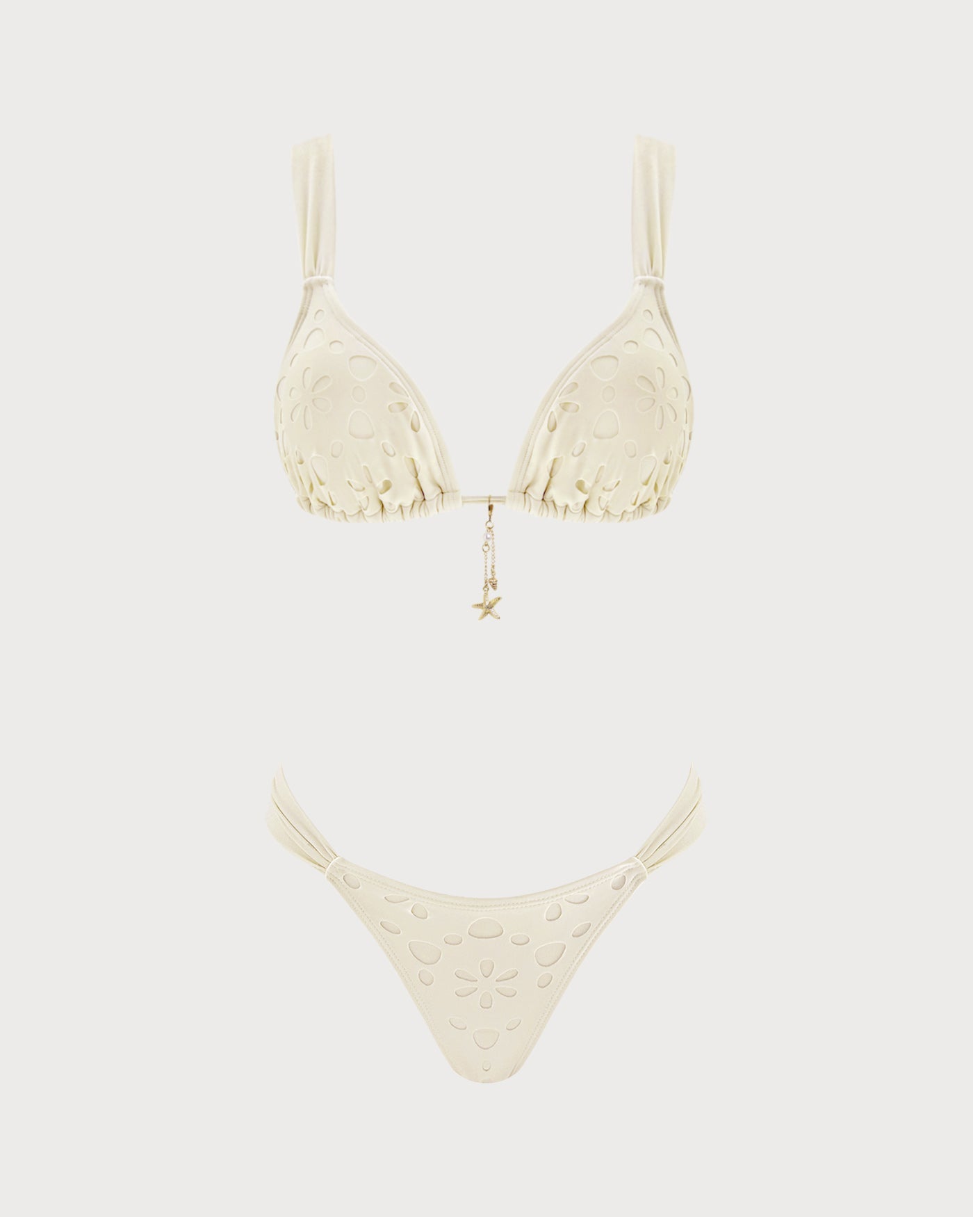 Off-White Triangle Bikini Set with Drawstring