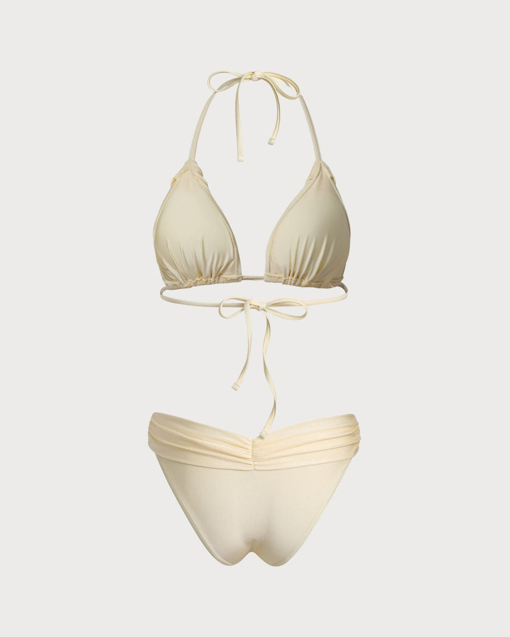 Yellow Gathered Halter Bikini Set