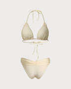 Yellow Gathered Halter Bikini Set