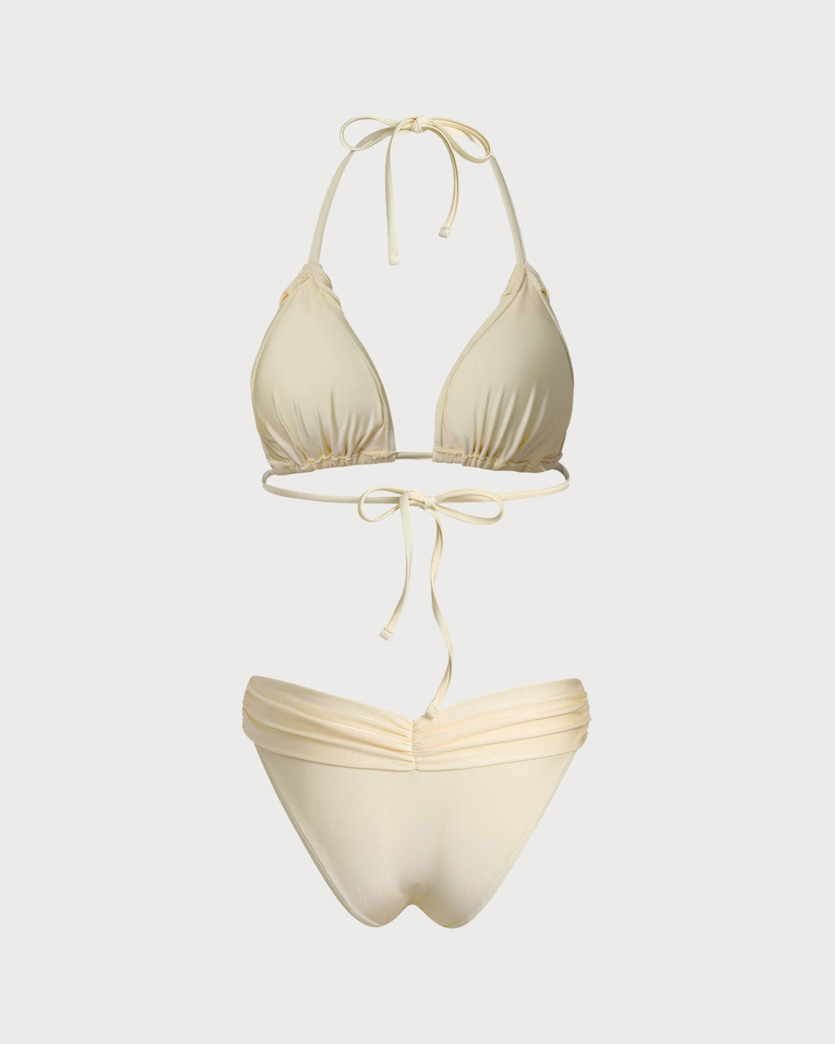 Yellow Gathered Halter Bikini Set