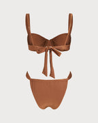 Caramel Sweetheart Neck Underwire Bikini Ensemble
