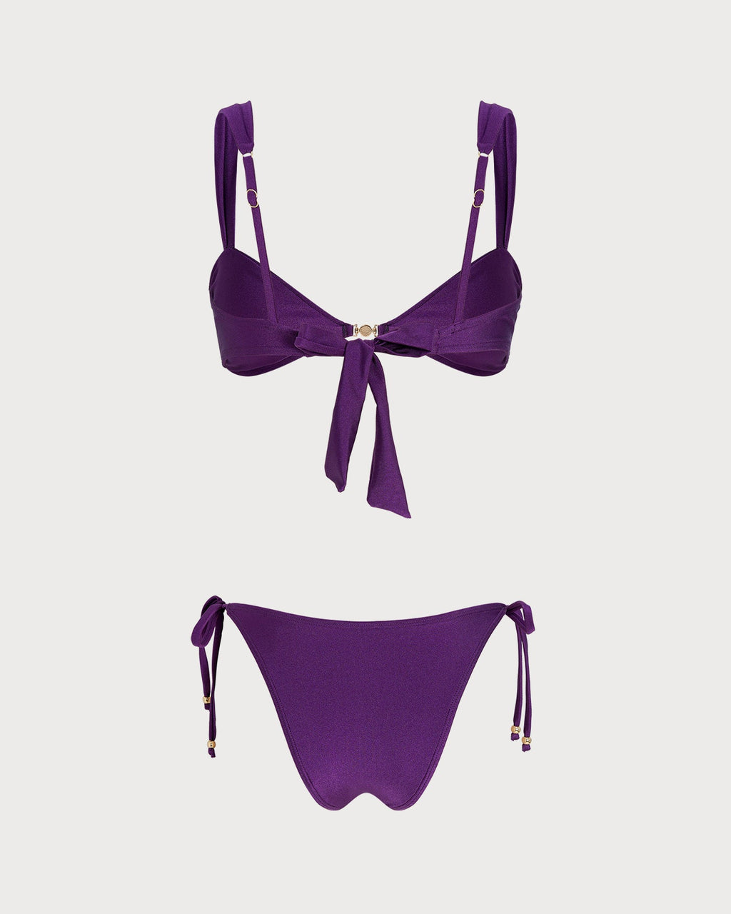 Purple Triangle Bikini Set with Drawstring