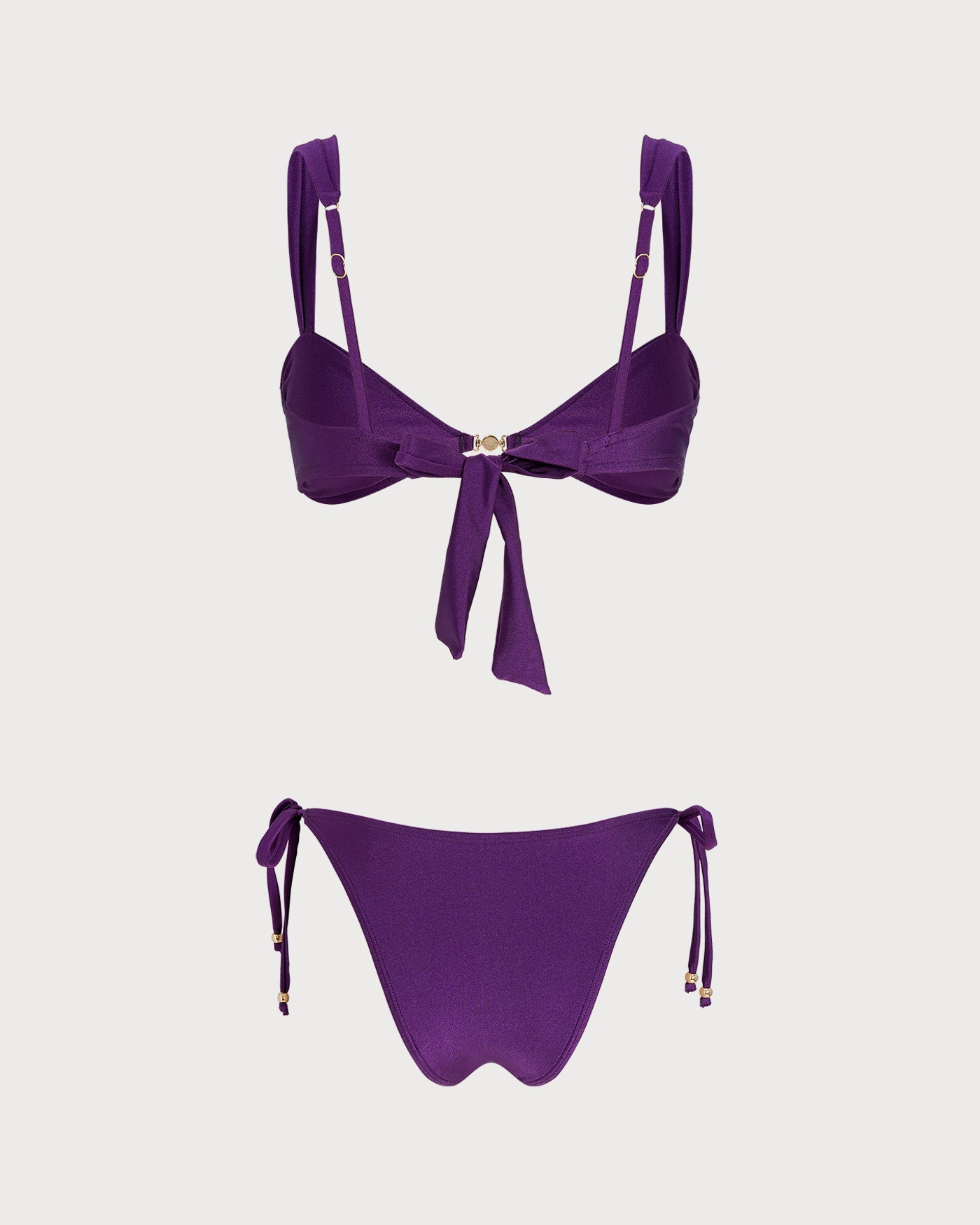 Purple Triangle Bikini Set with Drawstring