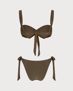 Underwire Bikini Set with Coffee Drawstring