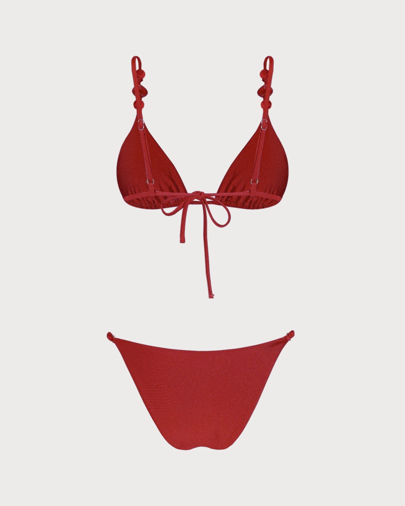 Crimson V-Neck Triangle Bikini Set