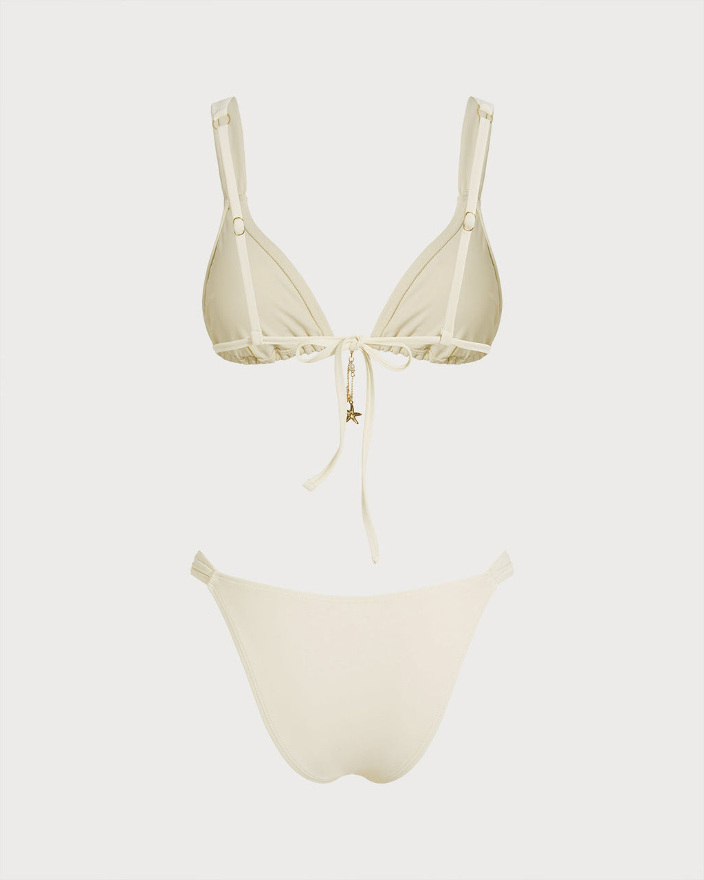 Off-White Triangle Bikini Set with Drawstring