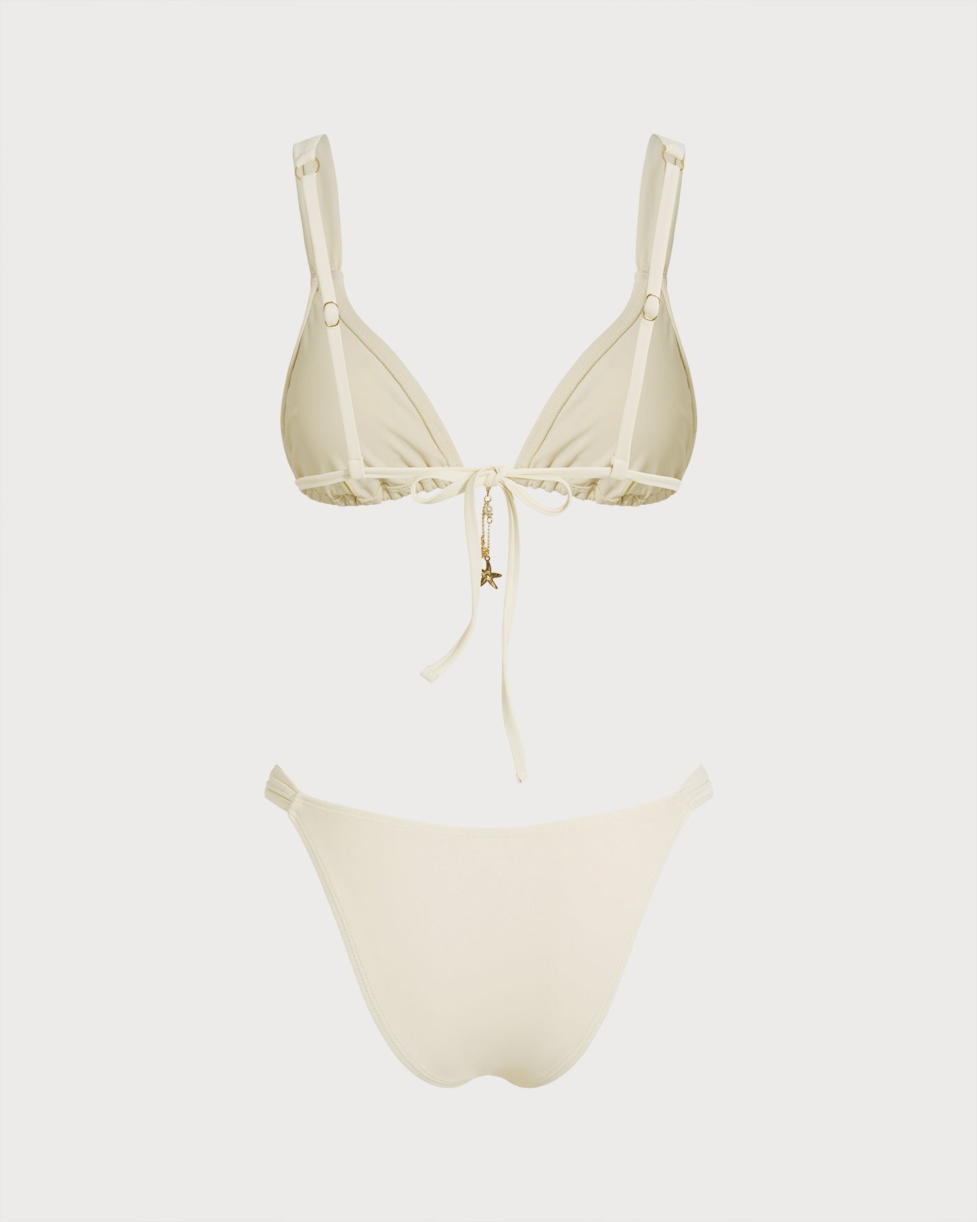Off-White Triangle Bikini Set with Drawstring