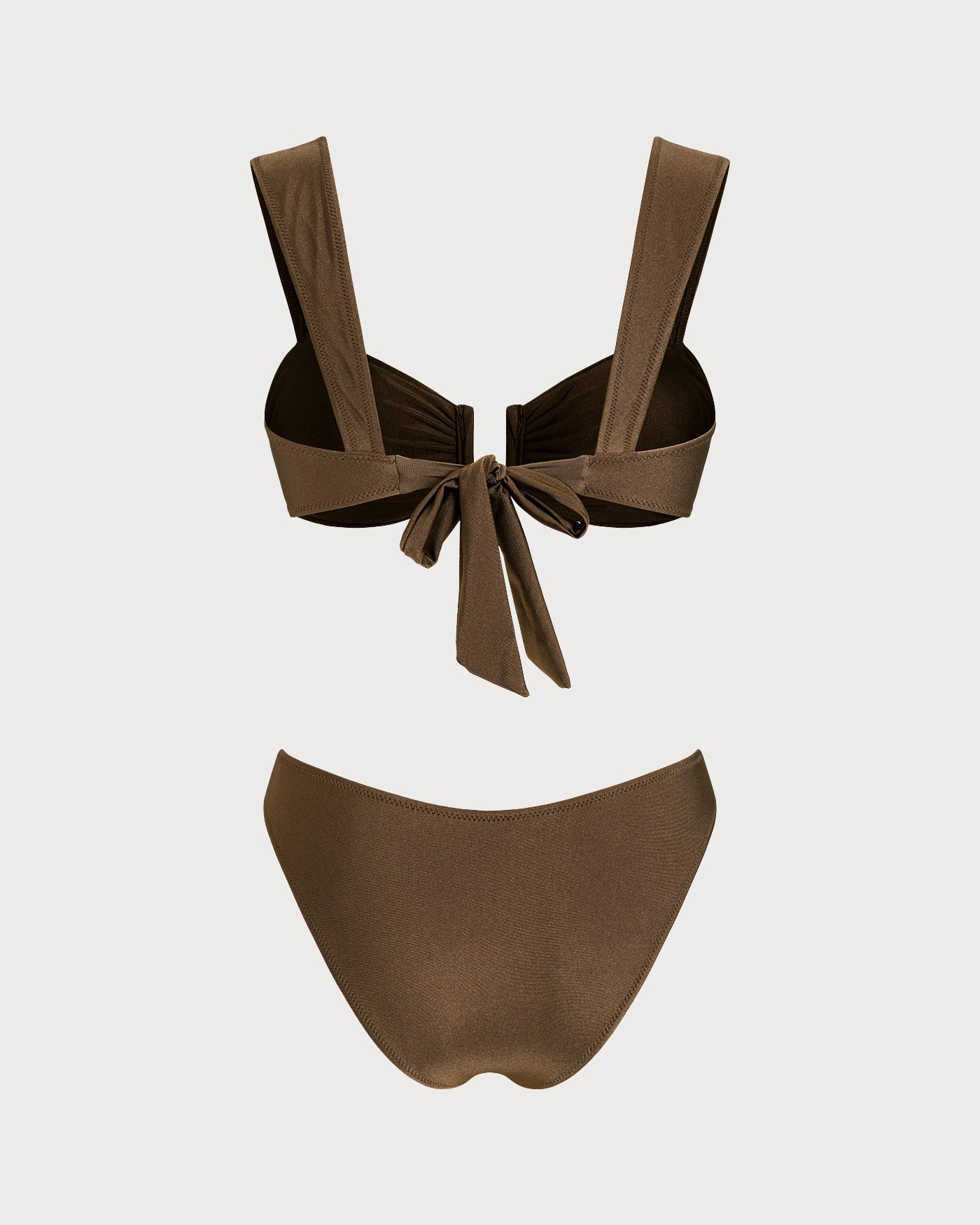 Brown Cut-Out Drawstring Bikini Ensemble