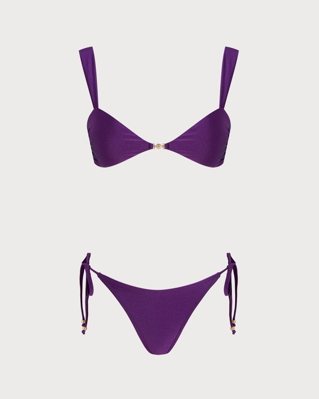 Purple Triangle Bikini Set with Drawstring
