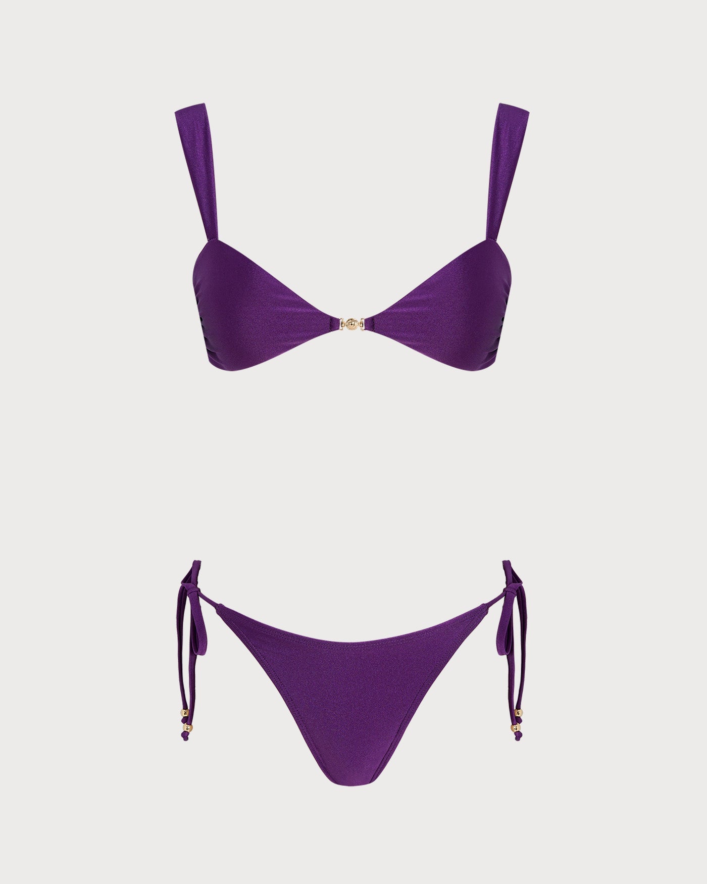Purple Triangle Bikini Set with Drawstring
