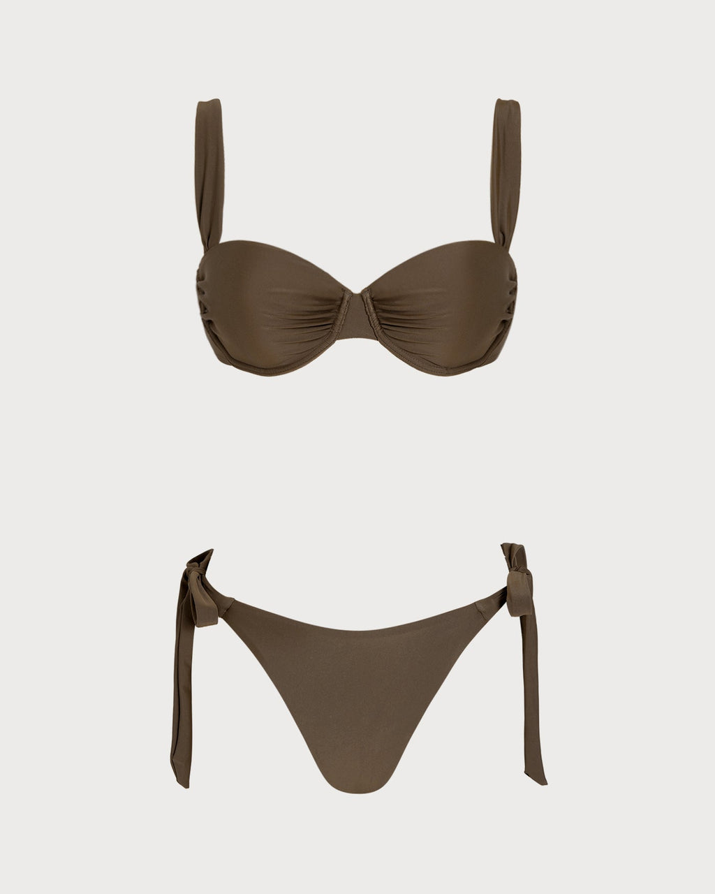Underwire Bikini Set with Coffee Drawstring