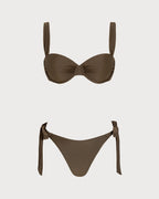 Underwire Bikini Set with Coffee Drawstring