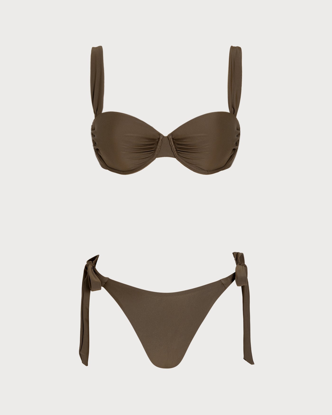 Underwire Bikini Set with Coffee Drawstring