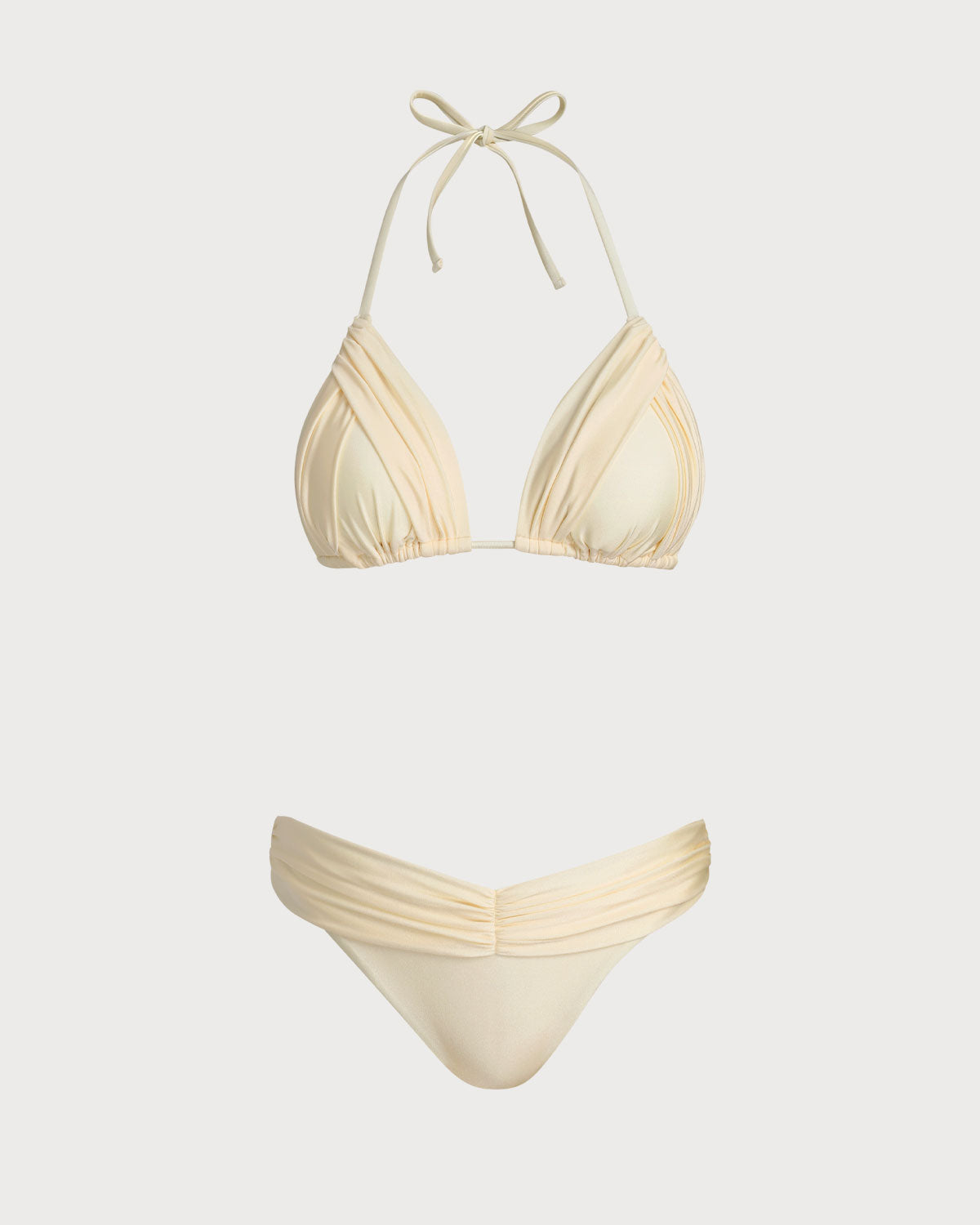 Yellow Gathered Halter Bikini Set