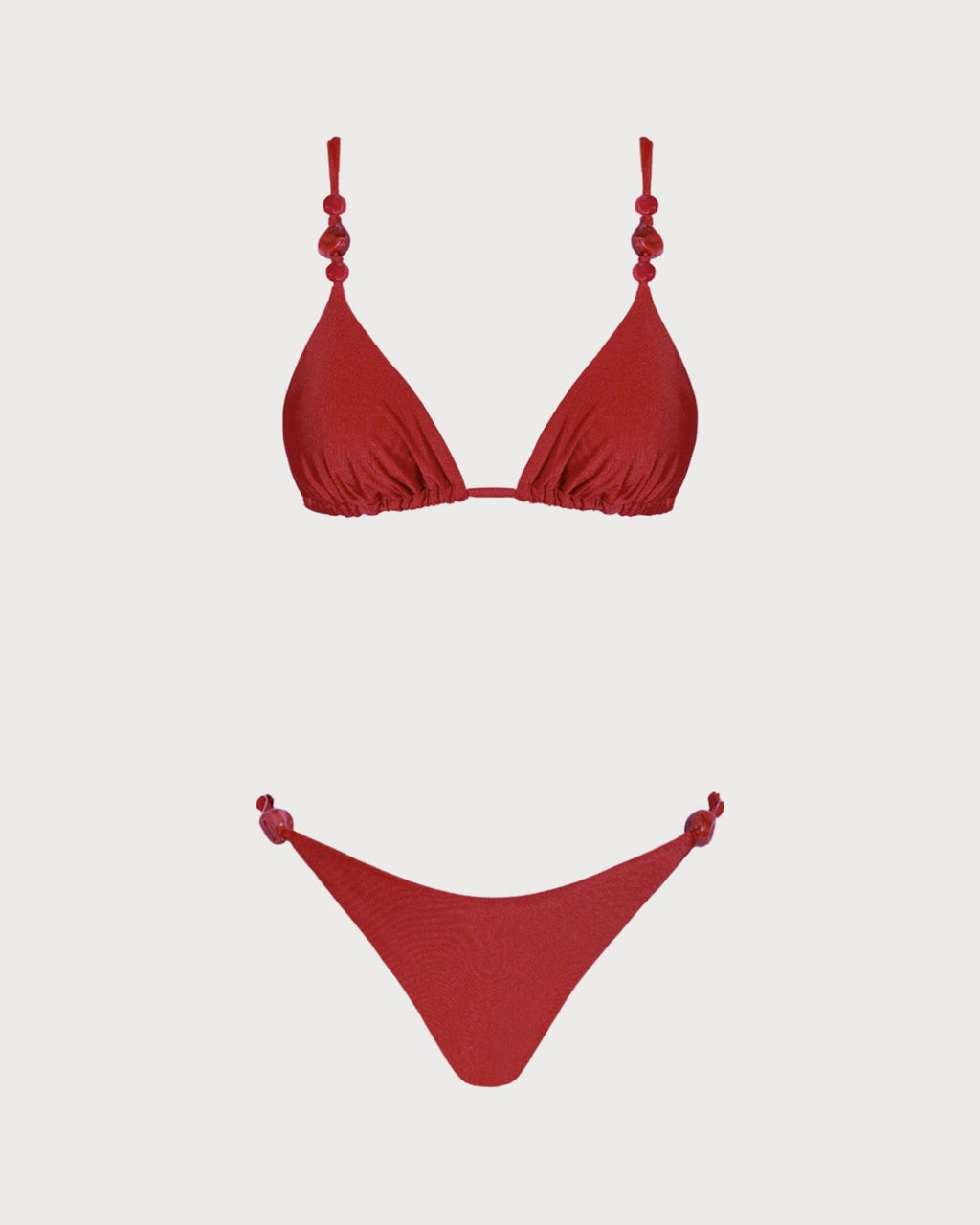 Crimson V-Neck Triangle Bikini Set