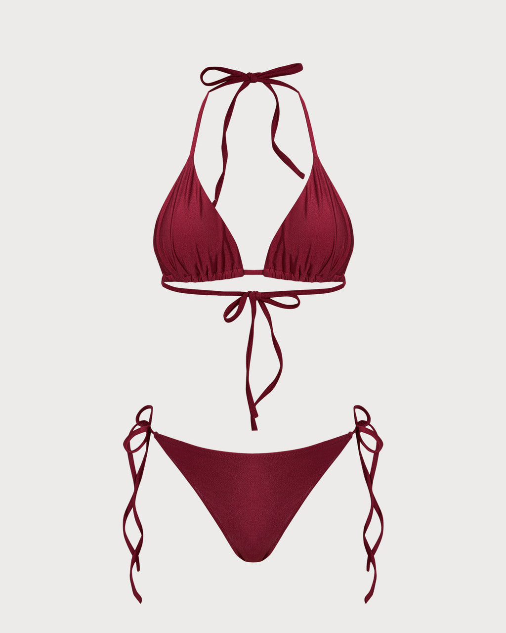 Crimson Triangle Drawstring Bikini Set