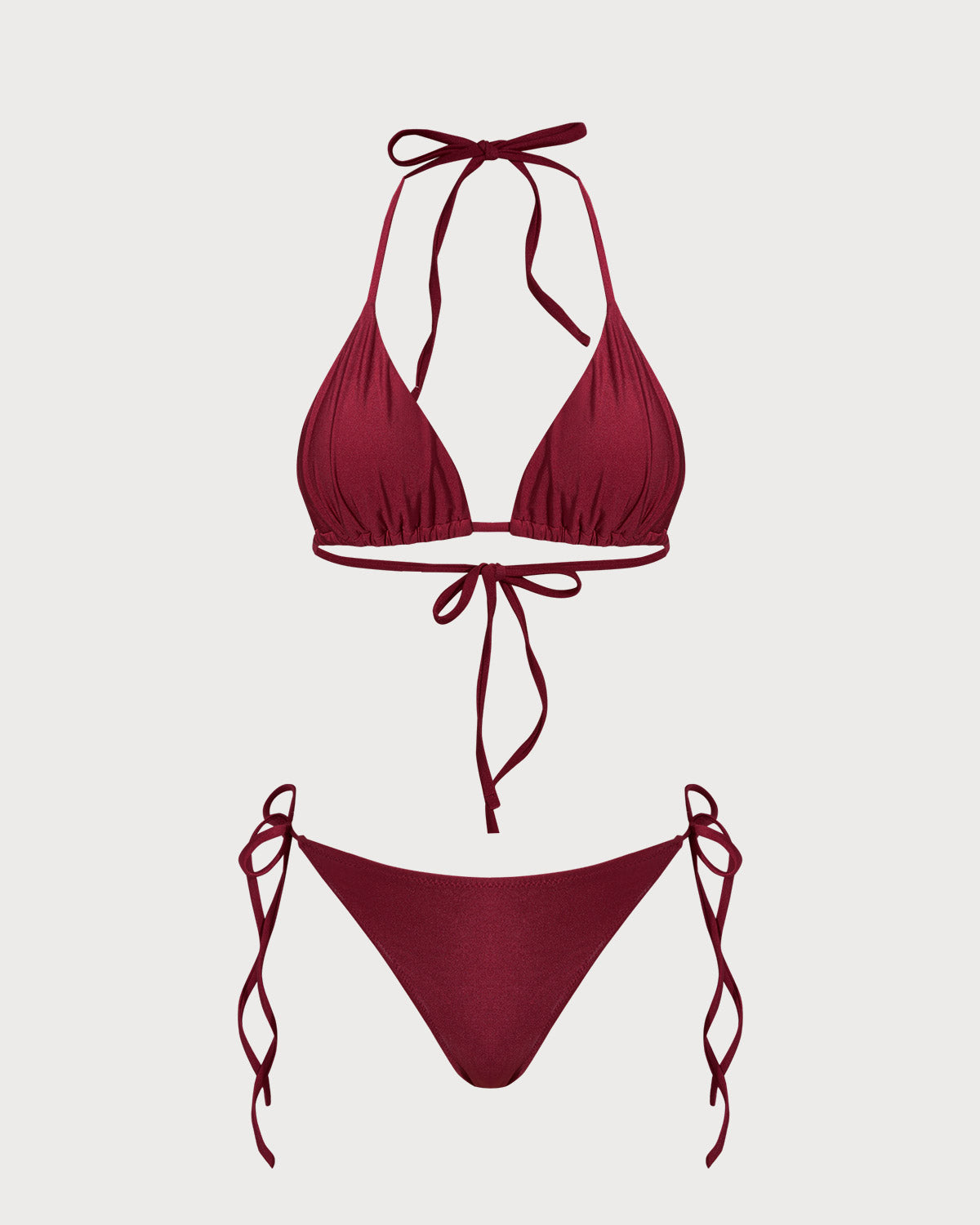 Crimson Triangle Drawstring Bikini Set
