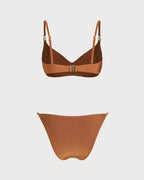 Caramel V-Neck Bralette Bikini Set