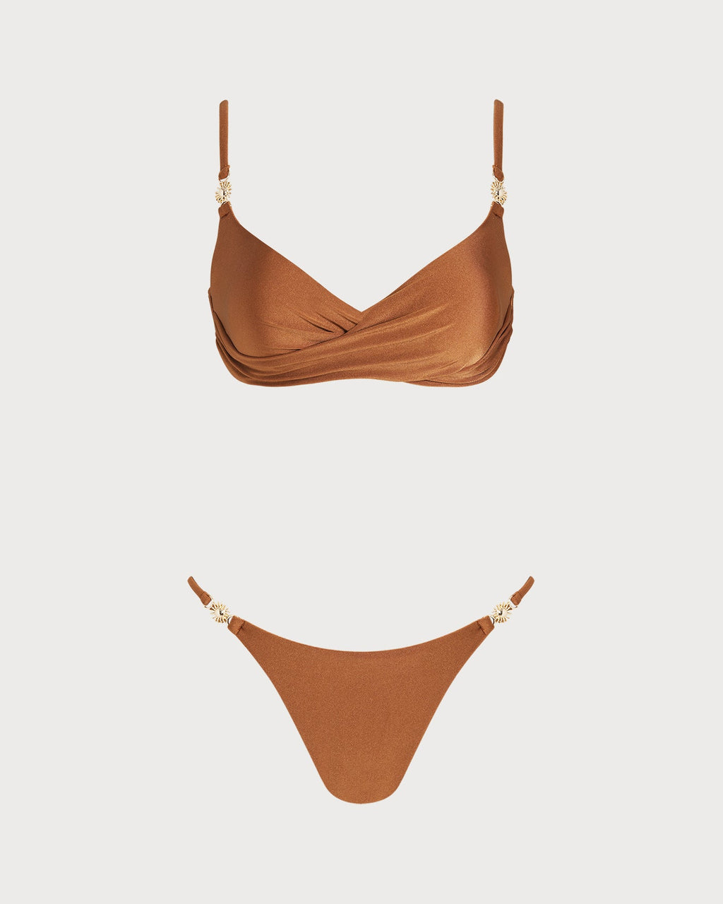 Caramel V-Neck Bralette Bikini Set