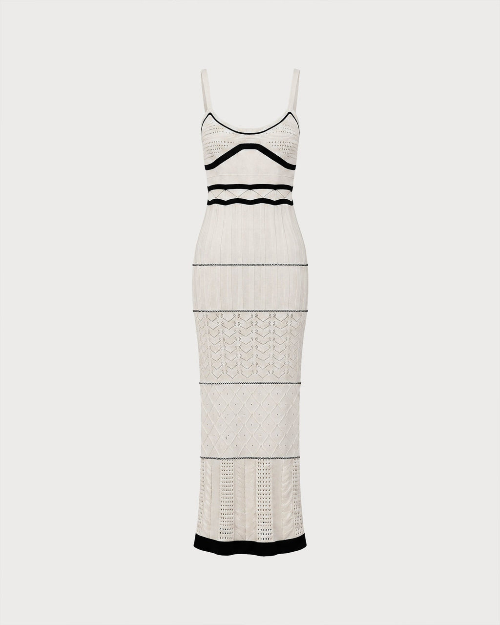 Beige Textured Maxi Dress with Contrasting Details