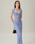Blue Lace Maxi Dress with Sweetheart Neckline