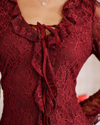 Floral Ruffle Mini Dress in Red