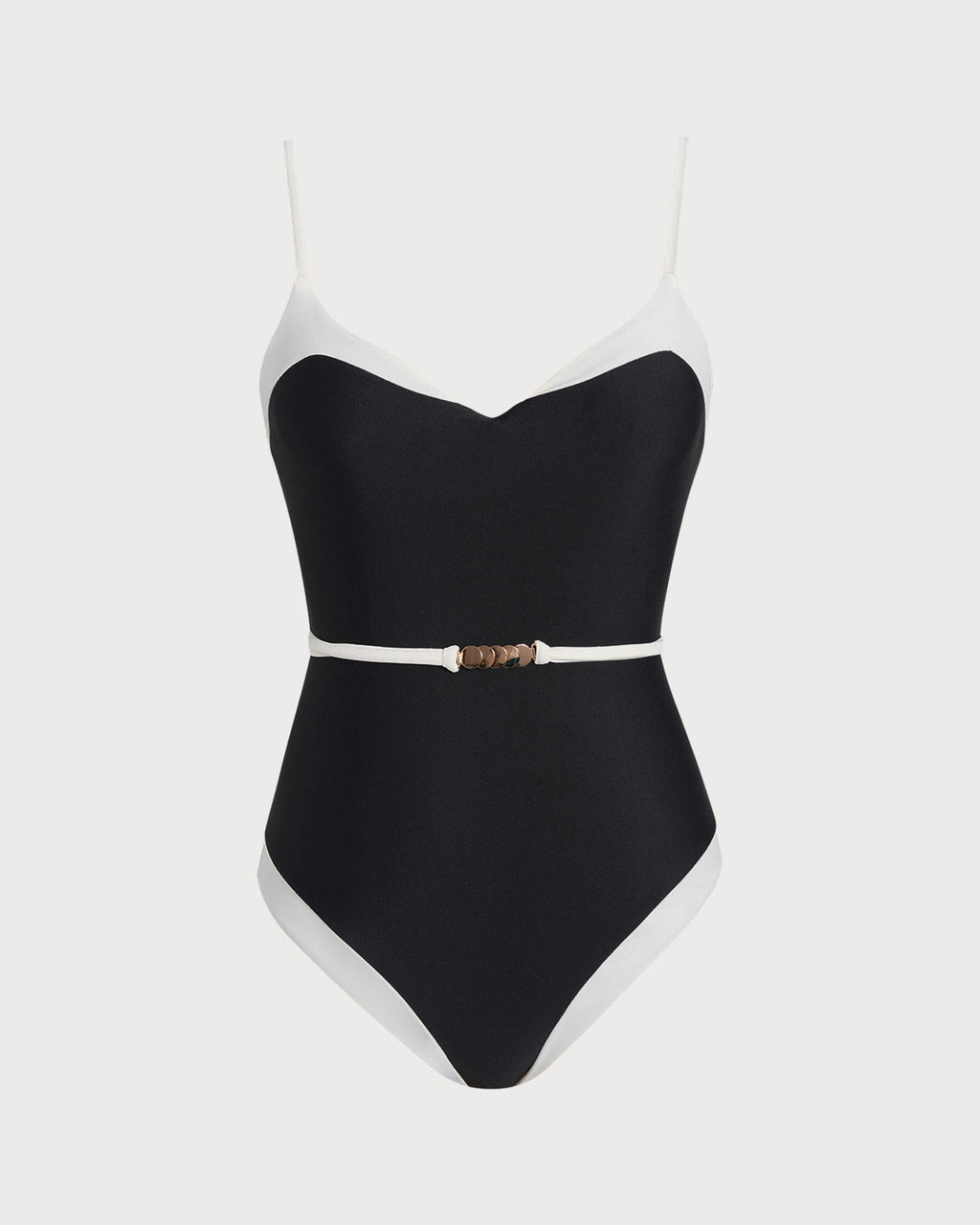 V-Neck One-Piece Swimsuit with Black Contrast