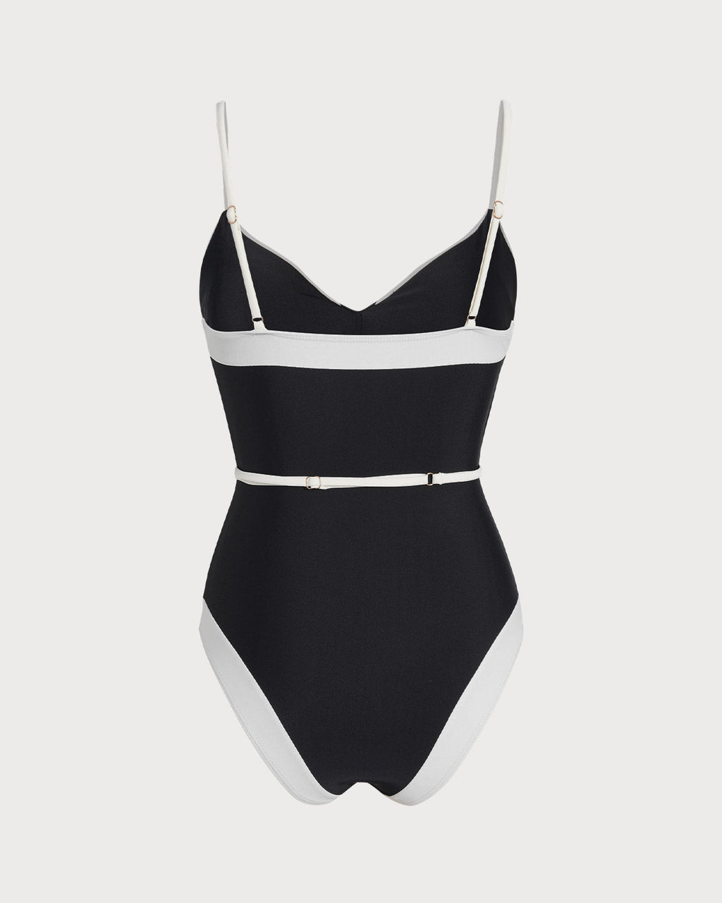 V-Neck One-Piece Swimsuit with Black Contrast