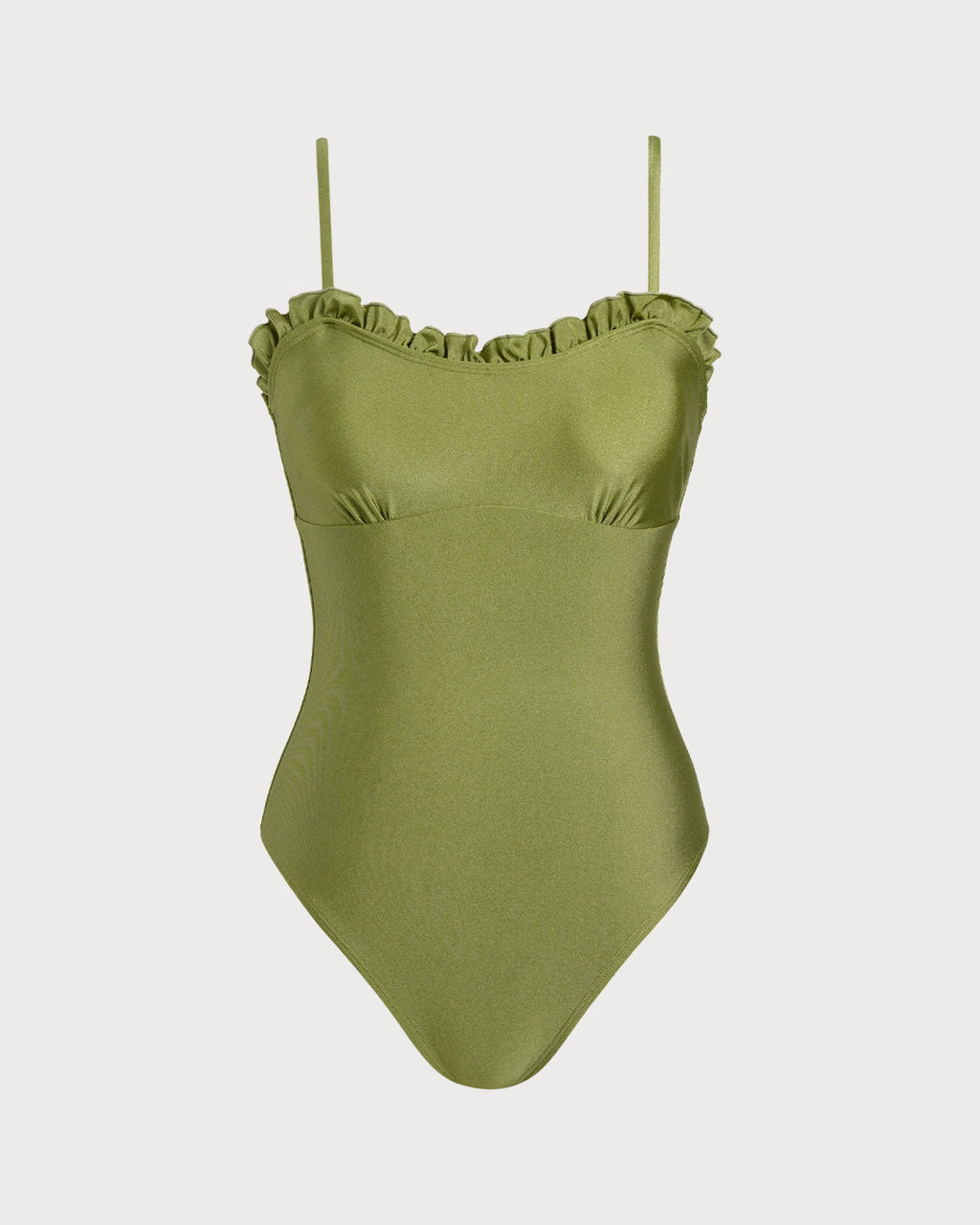 Green Ruffled Bralette One-Piece Swimsuit