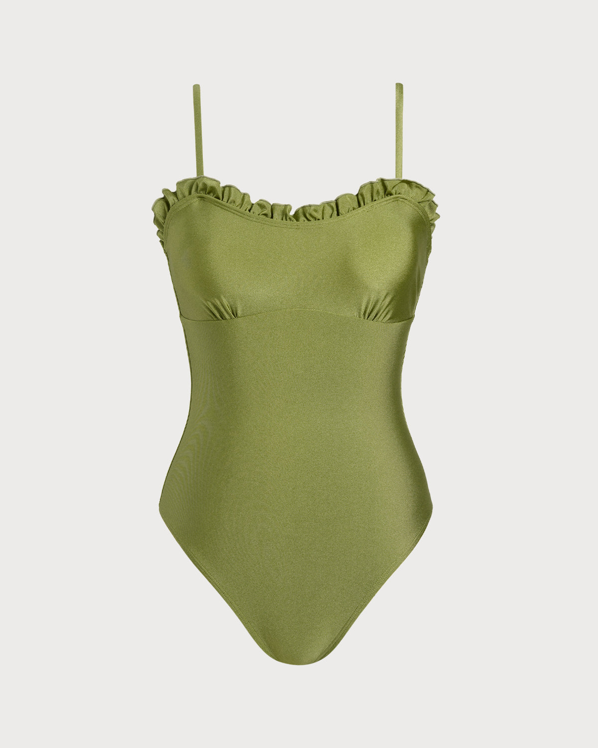 Green Ruffled Bralette One-Piece Swimsuit