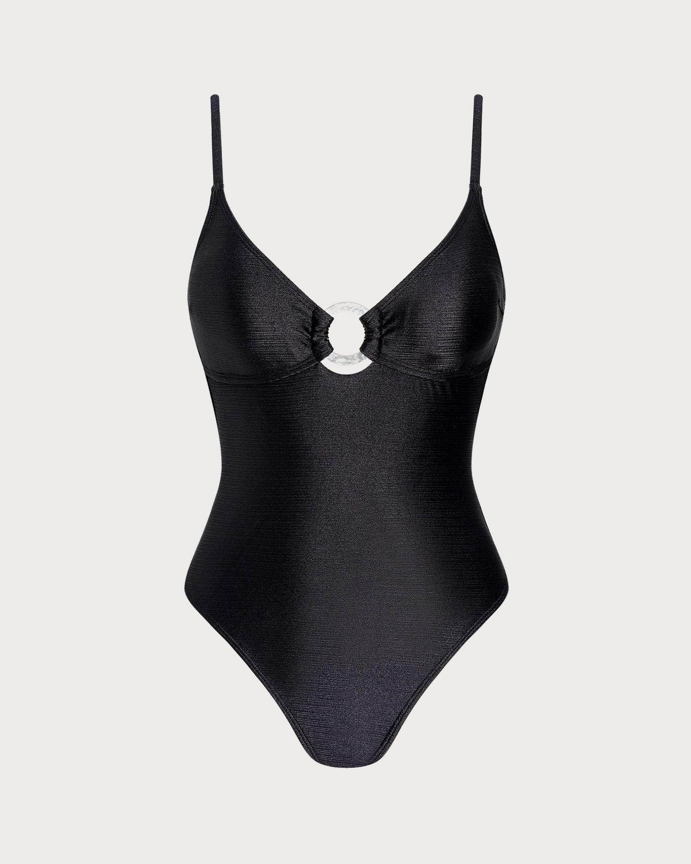 Solid Black O-Ring Bralette Bodysuit