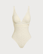 Off-White Bralette Style One-Piece Swimsuit