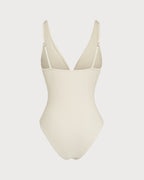 Off-White Bralette Style One-Piece Swimsuit