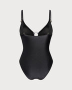 Solid Black O-Ring Bralette Bodysuit