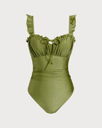 Emerald Ruched Bralette One-Piece Swimsuit