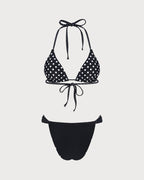 Reversible Bikini Set with Black Polka Dots