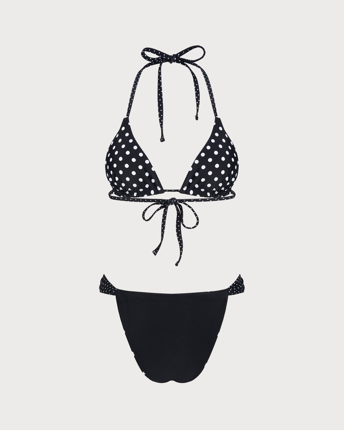 Reversible Bikini Set with Black Polka Dots