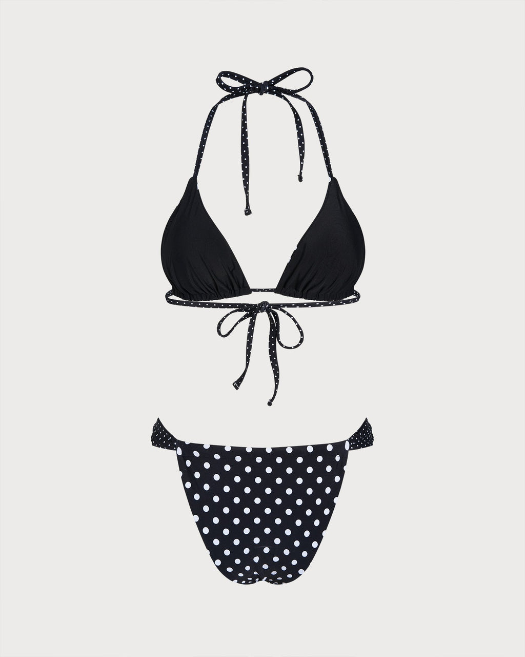Reversible Bikini Set with Black Polka Dots