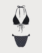 Reversible Bikini Set with Black Polka Dots