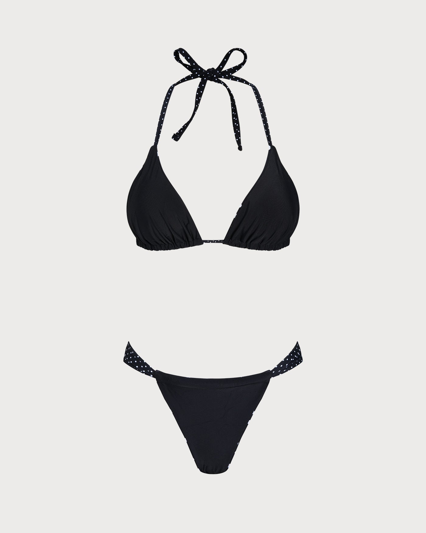 Reversible Bikini Set with Black Polka Dots