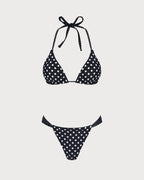 Reversible Bikini Set with Black Polka Dots