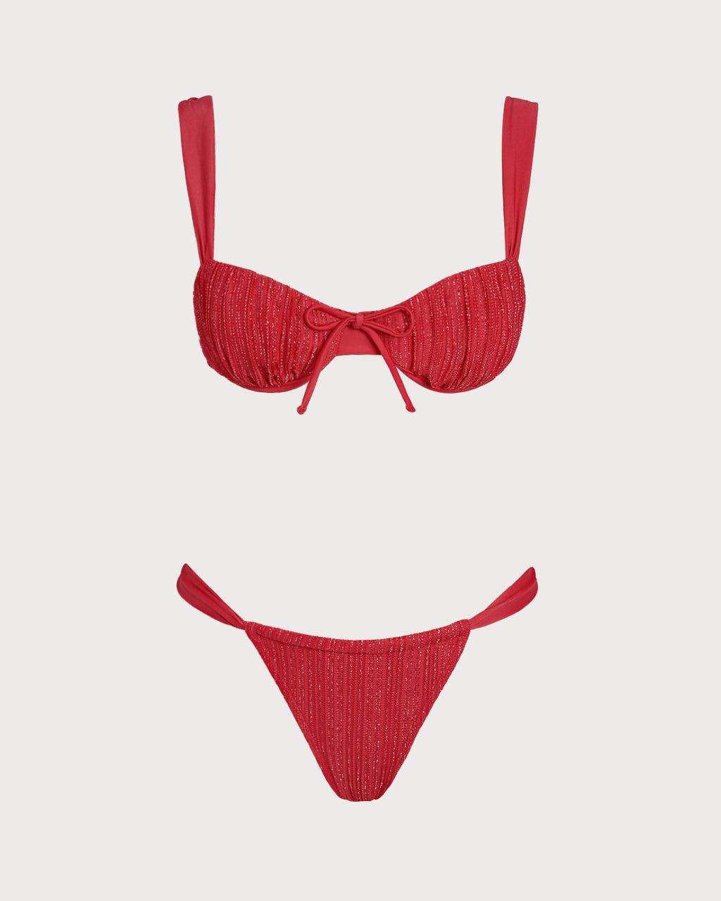 Red Sequin Underwire Bikini Set