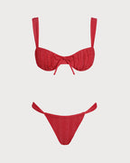 Red Sequin Underwire Bikini Set