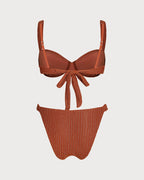 Brick Red Sequin Underwire Bikini Set