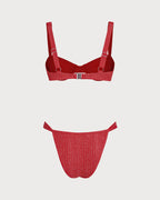 Red Sequin Underwire Bikini Set