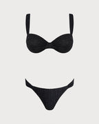 Black Sequin Underwire Bikini Set