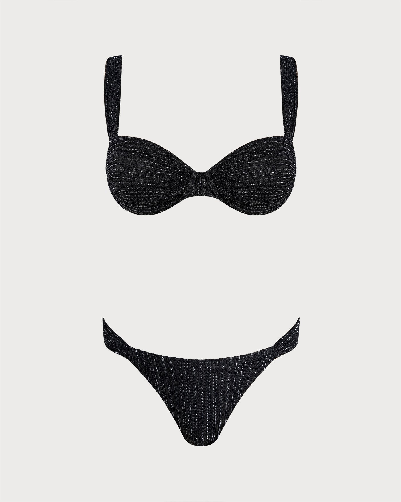 Black Sequin Underwire Bikini Set