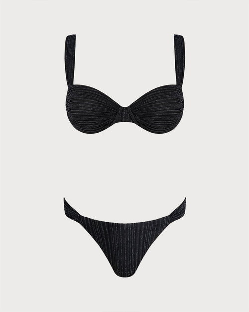 Black Sequin Underwire Bikini Set