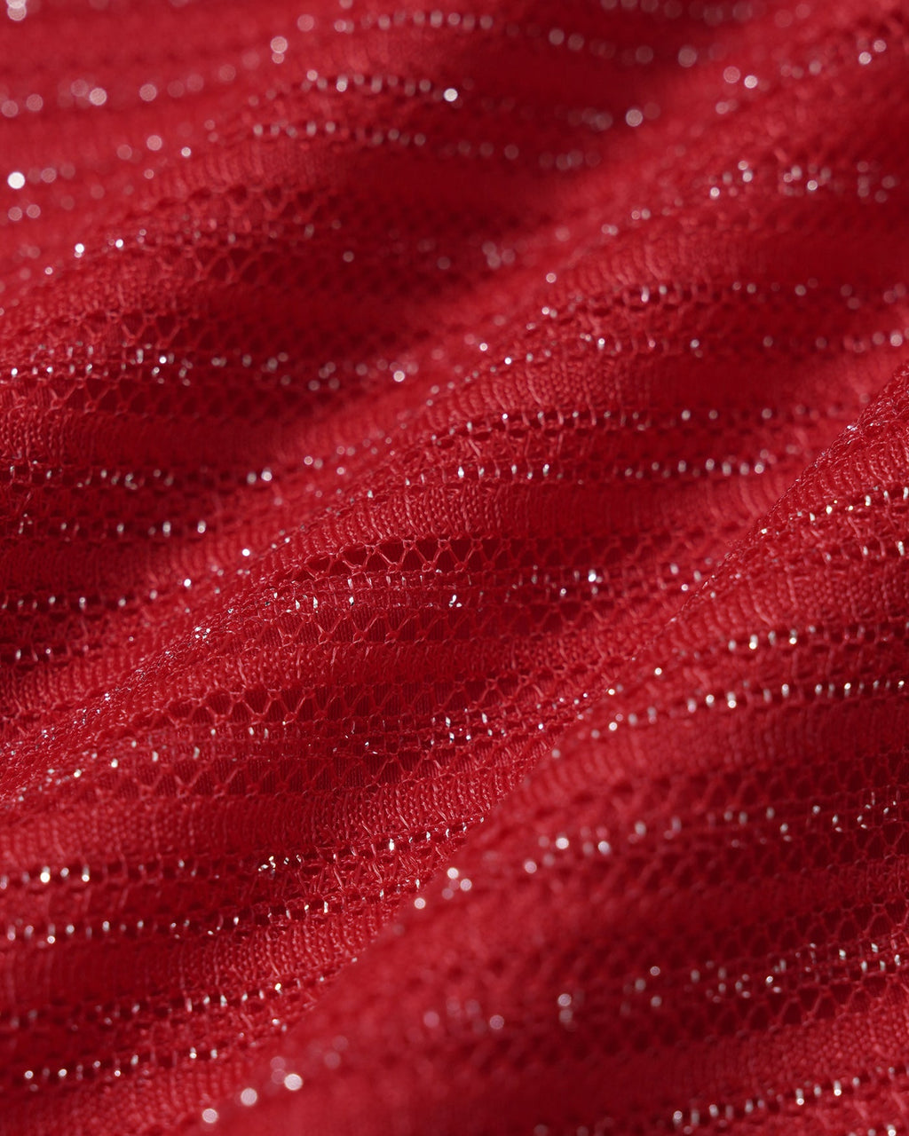 Red Sequined Square Neck Tankini Set